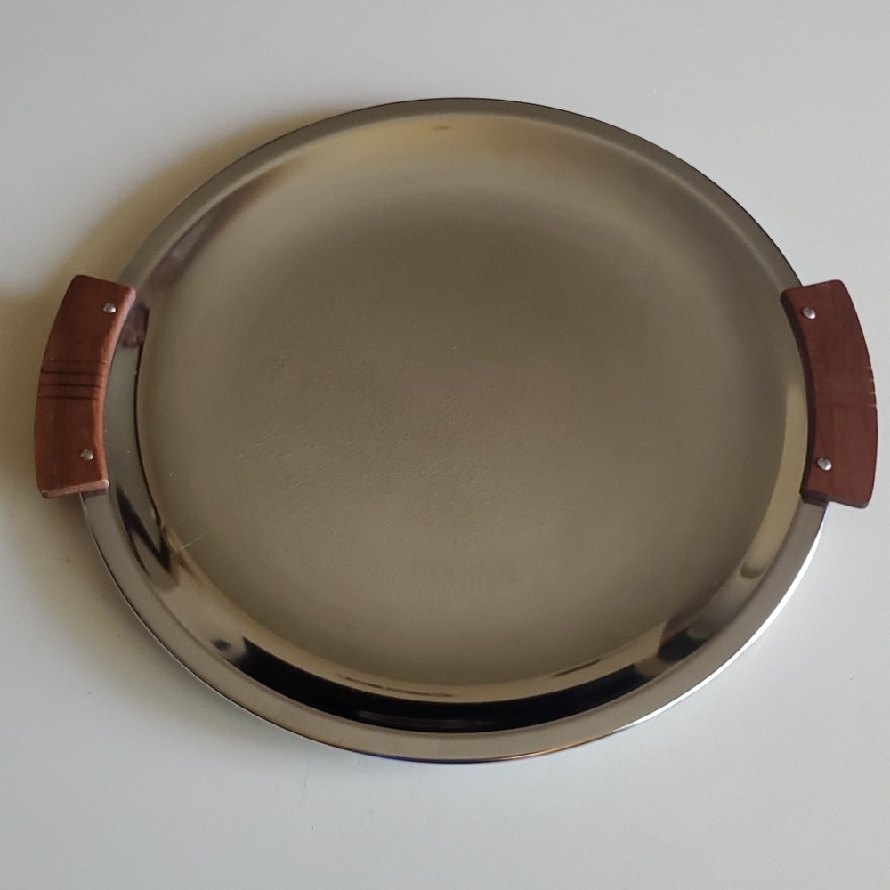 Kromex Mid-Century Large Round Serving Tray Vintage 13.5 inches